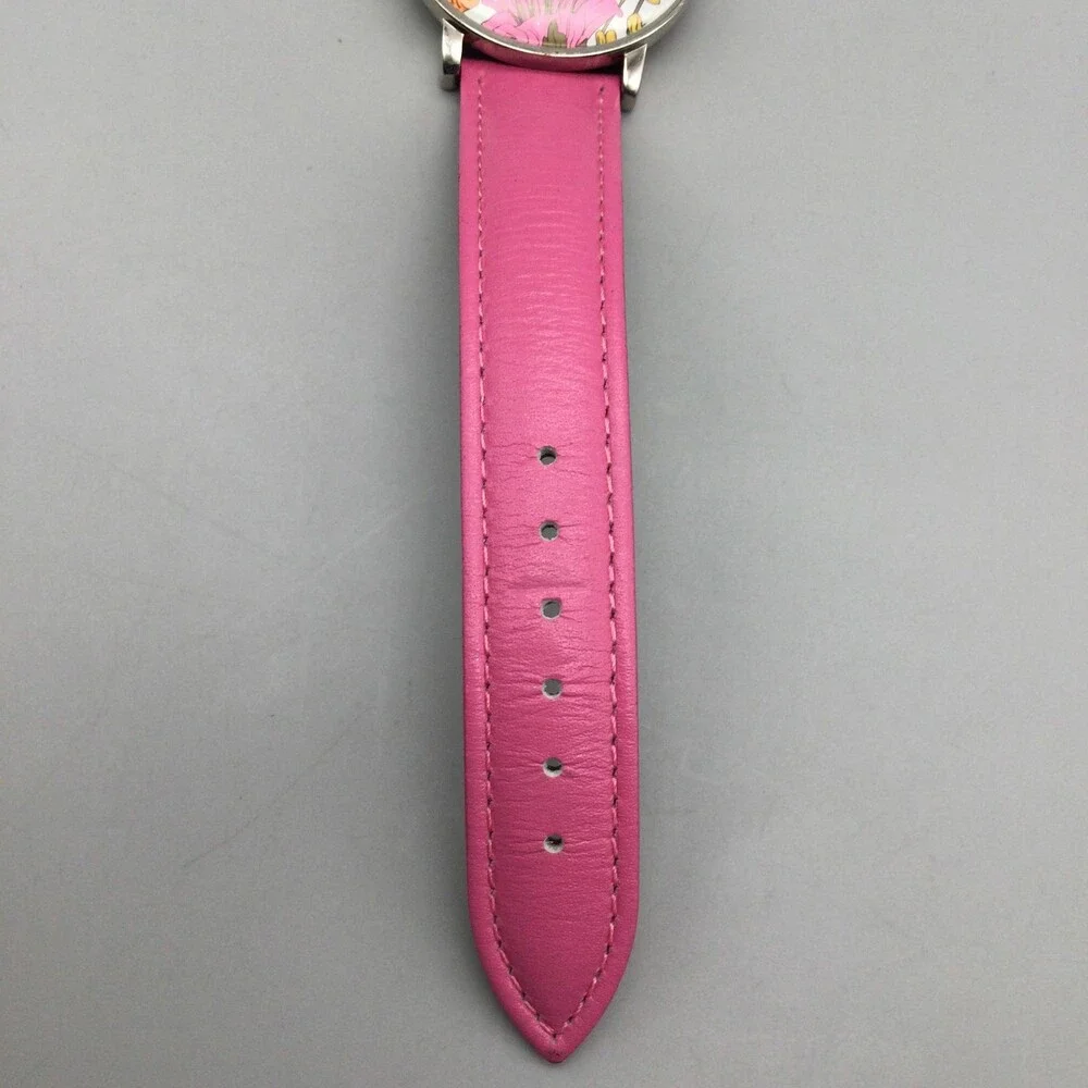 Vera Bradley Womens Watch 35mm White Dial Floral Leather Strap New Battery